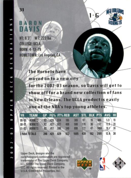 2002-03 Upper Deck Generations #31 Baron Davis back image