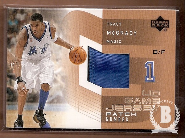 2002-03 Upper Deck UD Game Jerseys Patch Numbers 1 #TMP Tracy McGrady