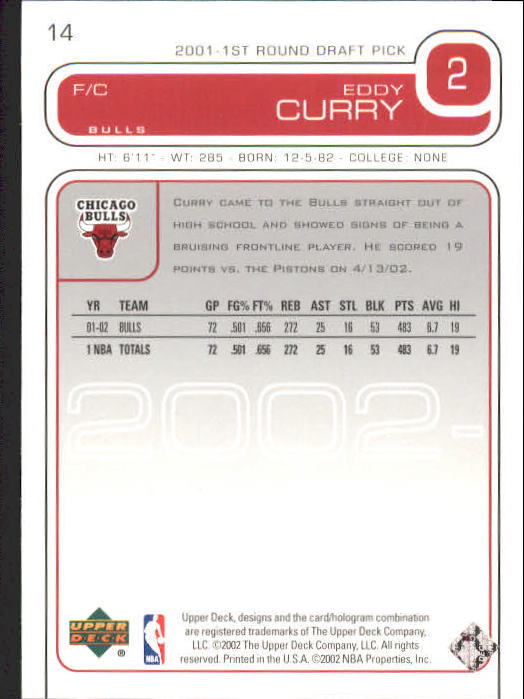 2002-03 Upper Deck #14 Eddy Curry back image