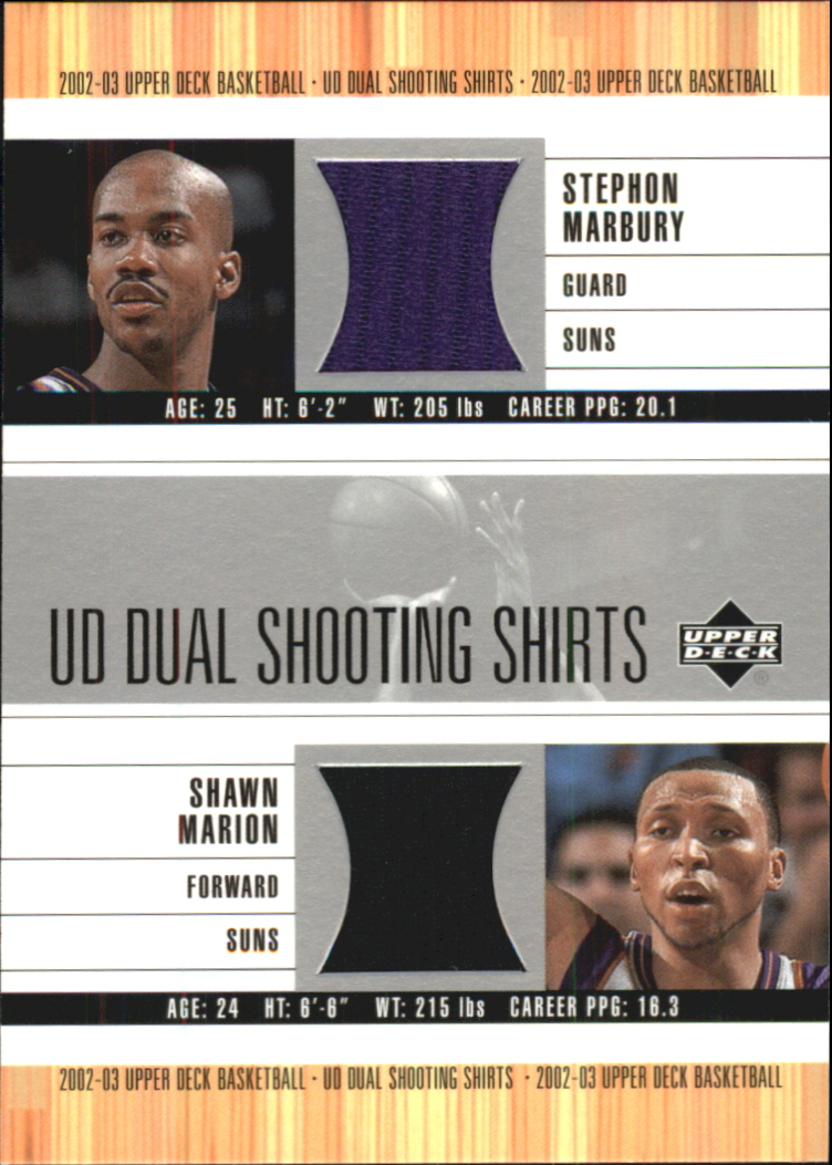 2002-03 Upper Deck Dual Shooting Shirts #SMSMS Stephon Marbury/Shawn Marion