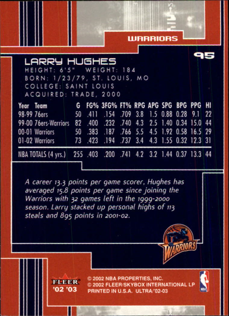 2002-03 Ultra #95 Larry Hughes back image
