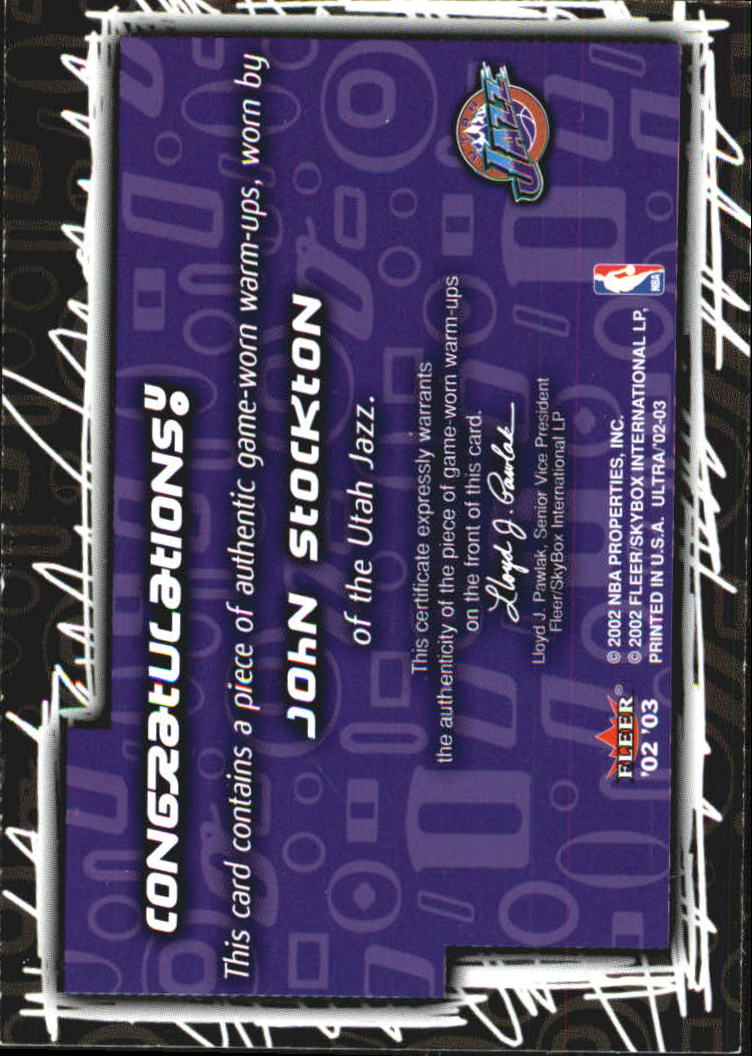 2002-03 Ultra O! Game Used #5 John Stockton back image