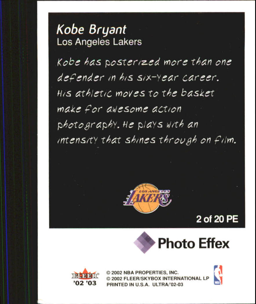 2002-03 Ultra Photo Effex #2 Kobe Bryant back image