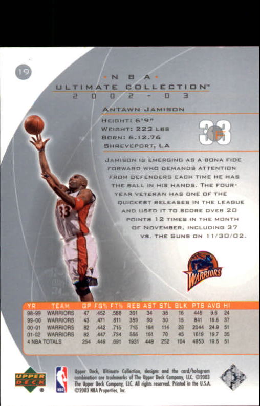 2002-03 Ultimate Collection #19 Antawn Jamison back image