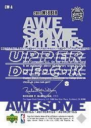 2002-03 UD Authentics Awesome Authentics #CWA Chris Webber back image