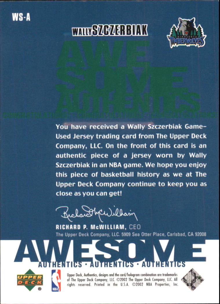 2002-03 UD Authentics Awesome Authentics #WSA Wally Szczerbiak back image