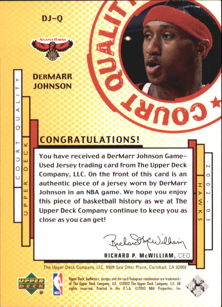2002-03 UD Authentics Court Quality #DJQ DerMarr Johnson back image