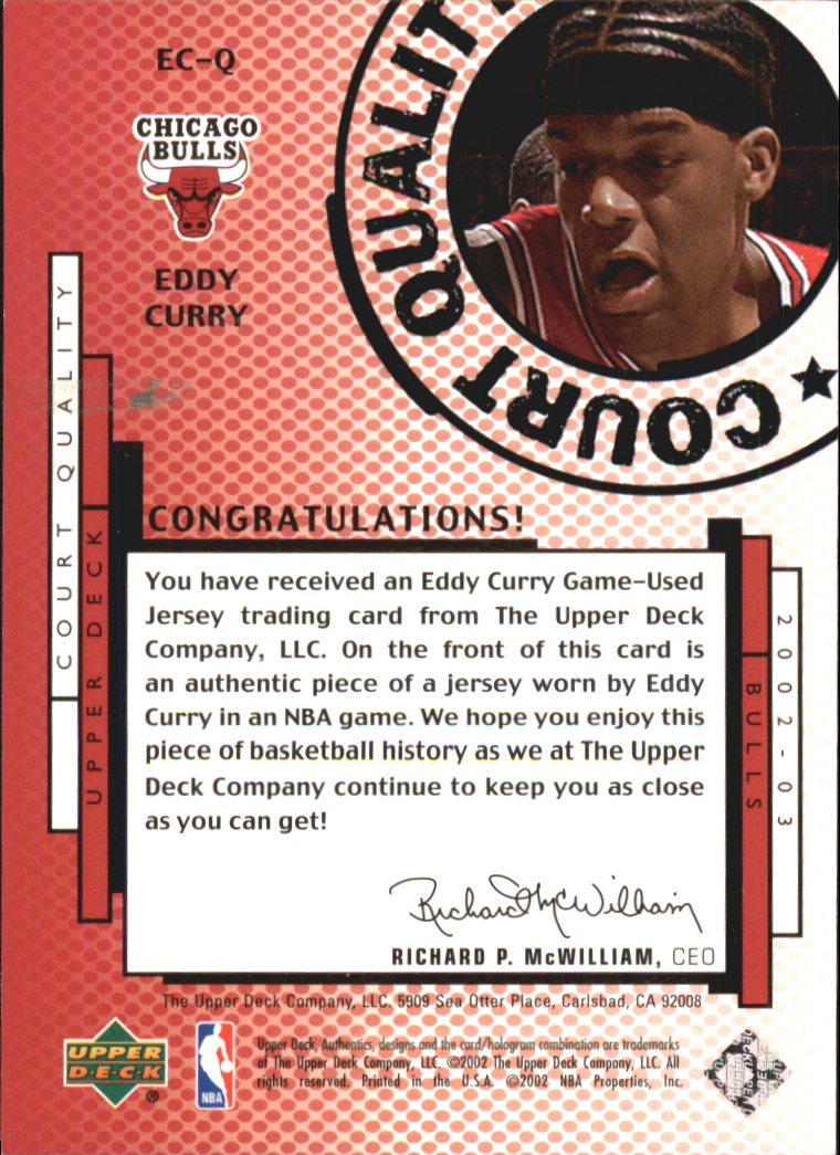 2002-03 UD Authentics Court Quality #ECQ Eddy Curry back image