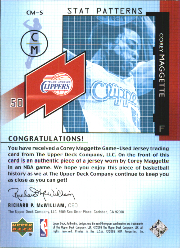 2002-03 UD Authentics Stat Patterns #CMS Corey Maggette back image