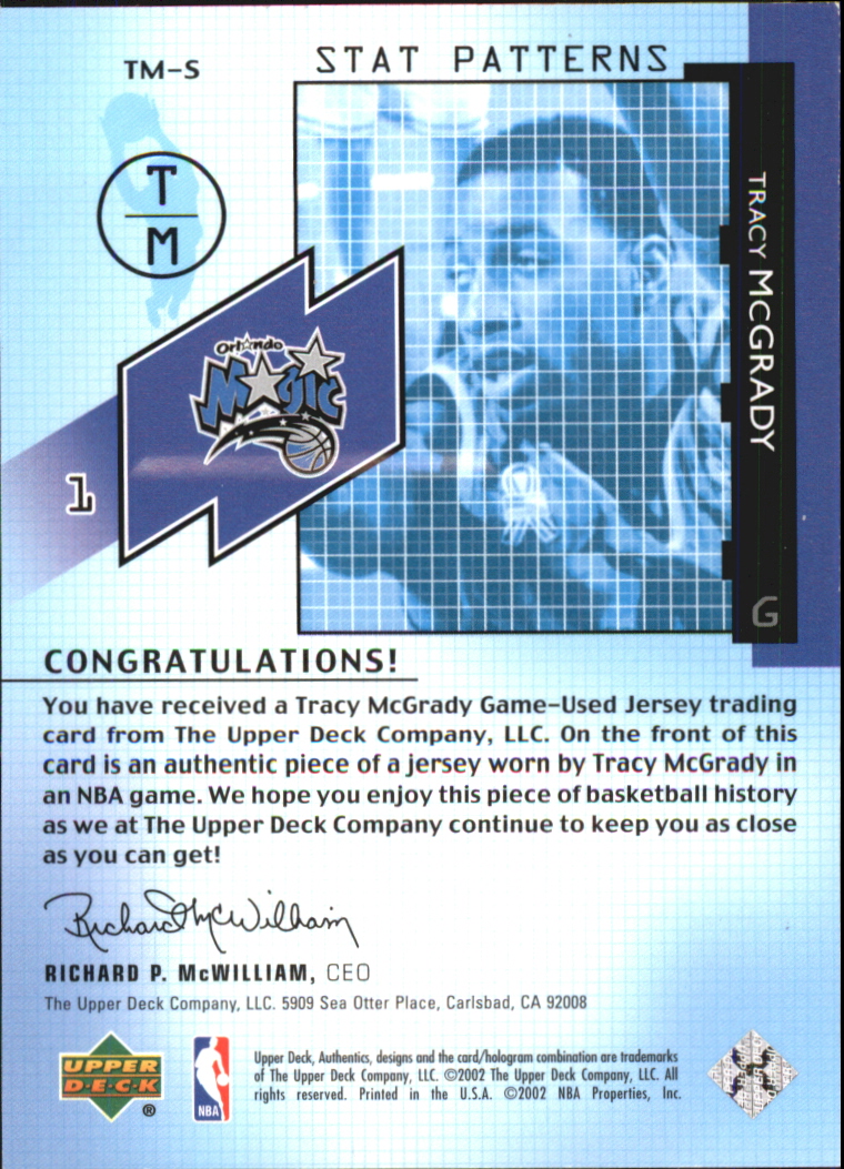 2002-03 UD Authentics Stat Patterns #TMS Tracy McGrady back image