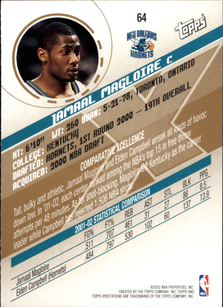 2002-03 Topps Xpectations #64 Jamaal Magloire back image