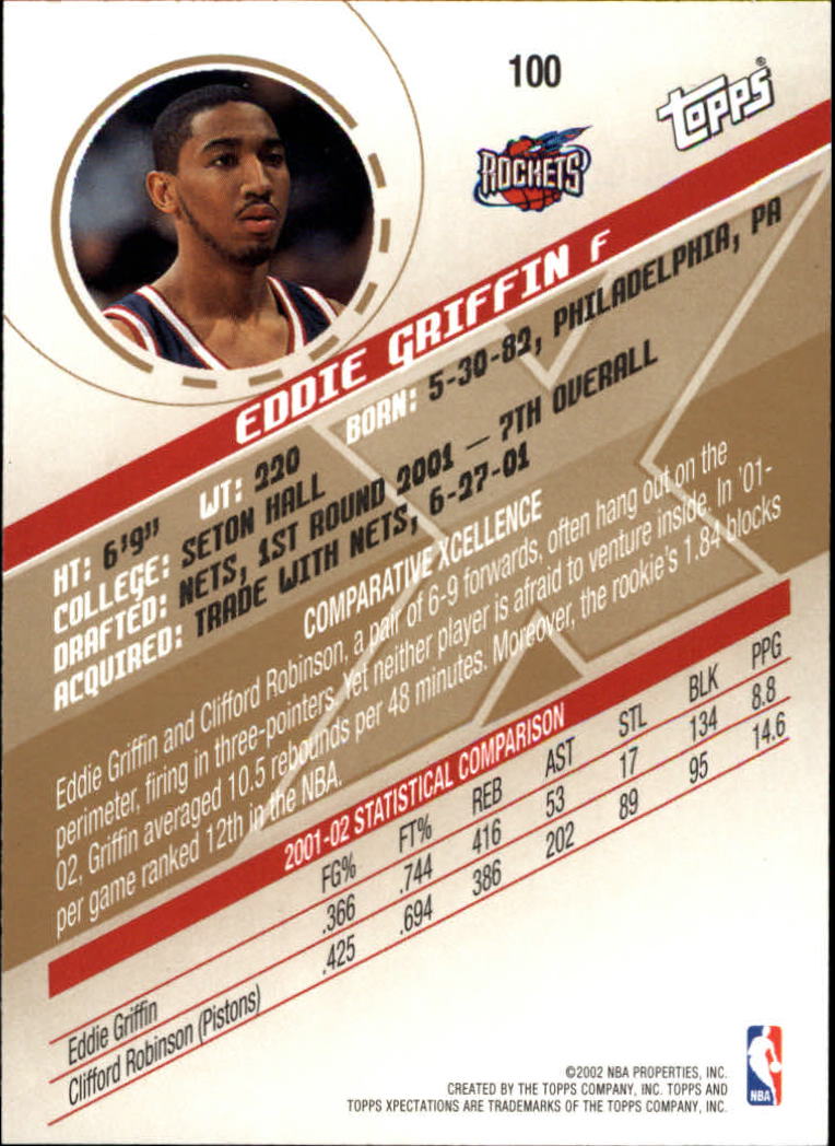 2002-03 Topps Xpectations #100 Eddie Griffin back image