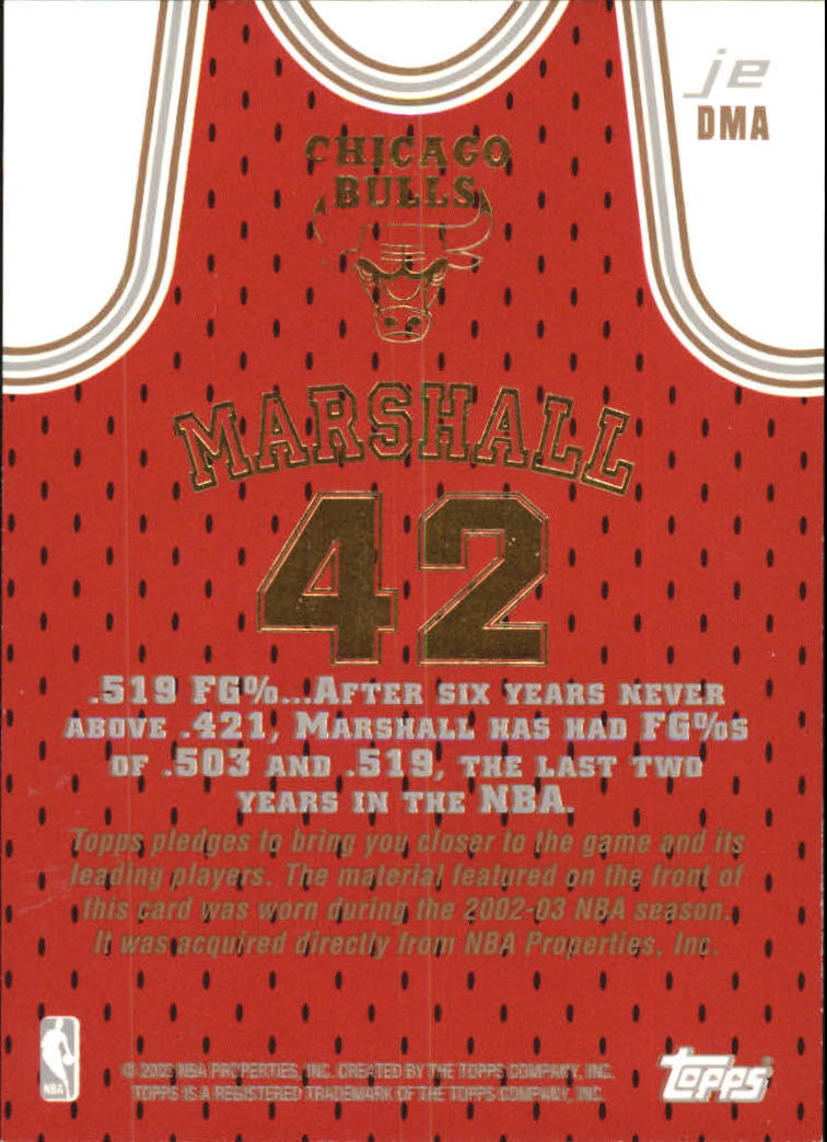 2002-03 Topps Jersey Edition #JEDMA Donyell Marshall R UER back image