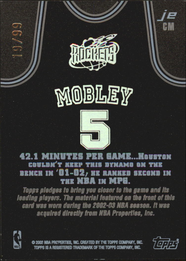 2002-03 Topps Jersey Edition Black #JECM Cuttino Mobley R back image