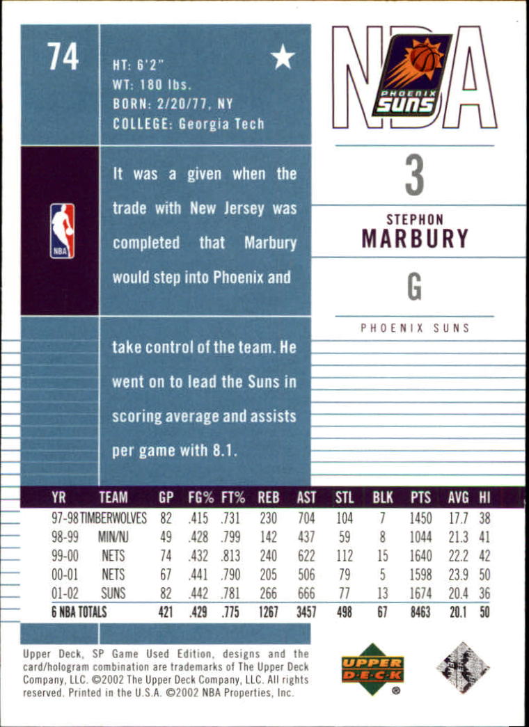 2002/2003 SP Game Used (Upper Deck) Basketball - Picture 13 of 17