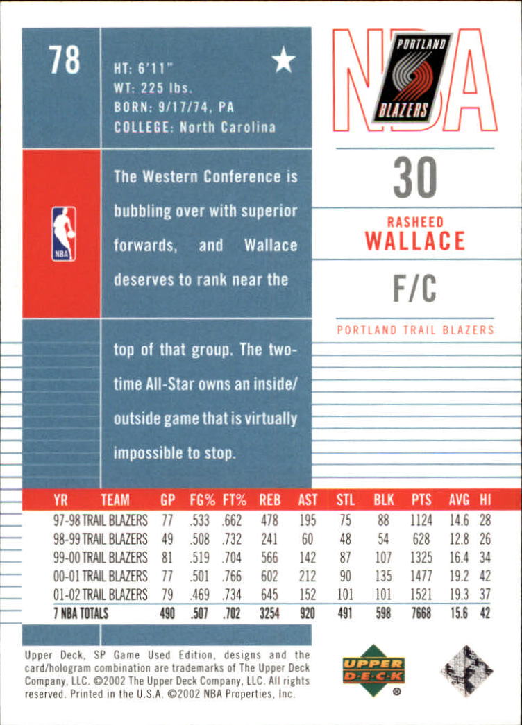 2002/2003 SP Game Used (Upper Deck) Basketball - Picture 11 of 17