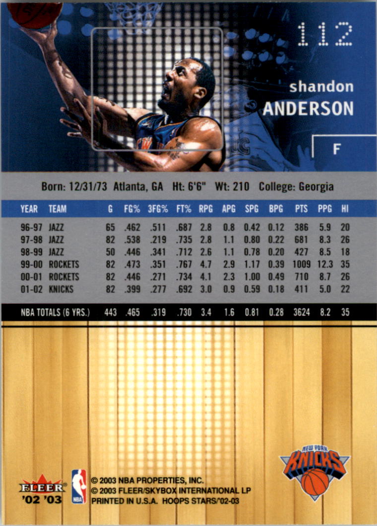 2002-03 NBA Hoops Stars - #142 David Robinson