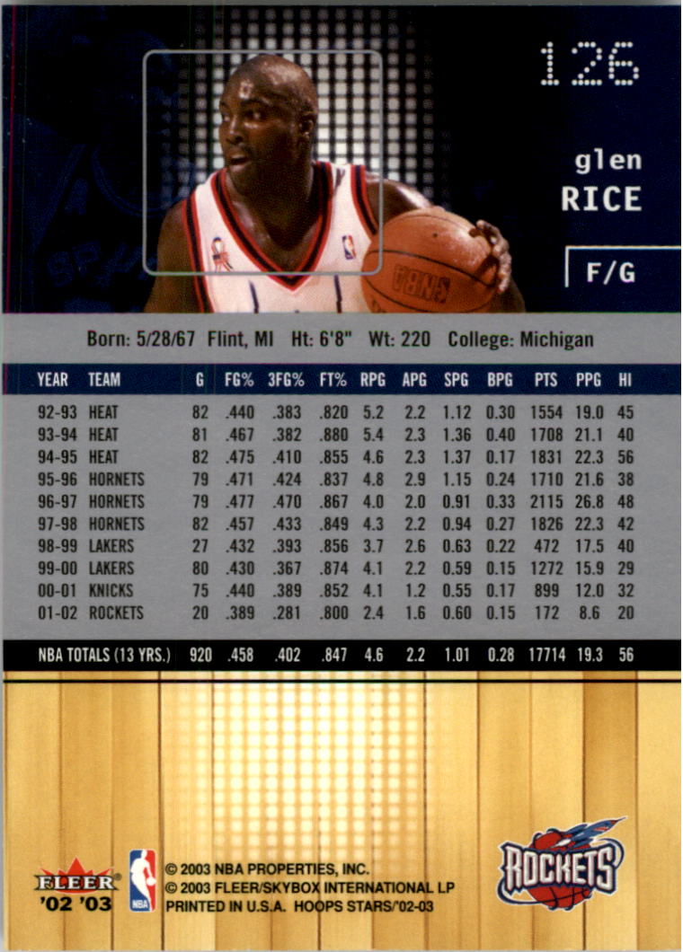 2002-03 NBA Hoops Stars - #142 David Robinson