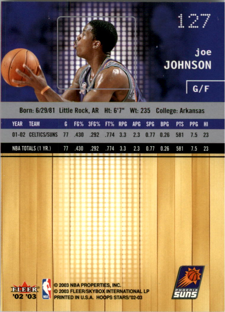 2002-03 Hoops Stars #127 Joe Johnson back image