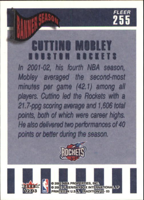 2002-03 Fleer Tradition #255 Cuttino Mobley back image