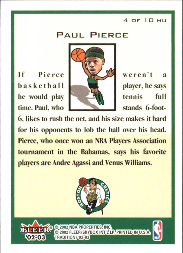 2002-03 Fleer Tradition Heads Up #4 Paul Pierce back image