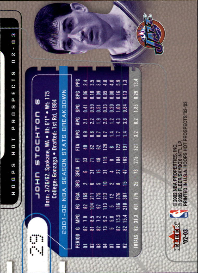 2002-03 Hoops Hot Prospects #29 John Stockton back image