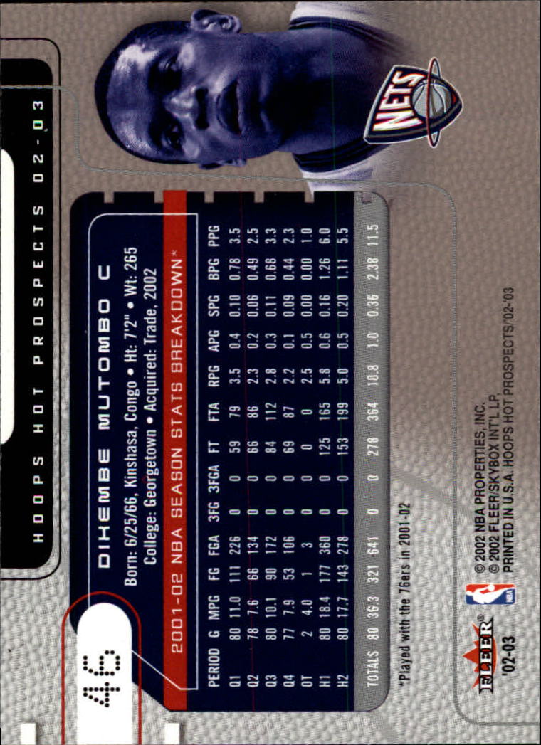 2002-03 Hoops Hot Prospects #46 Dikembe Mutombo back image