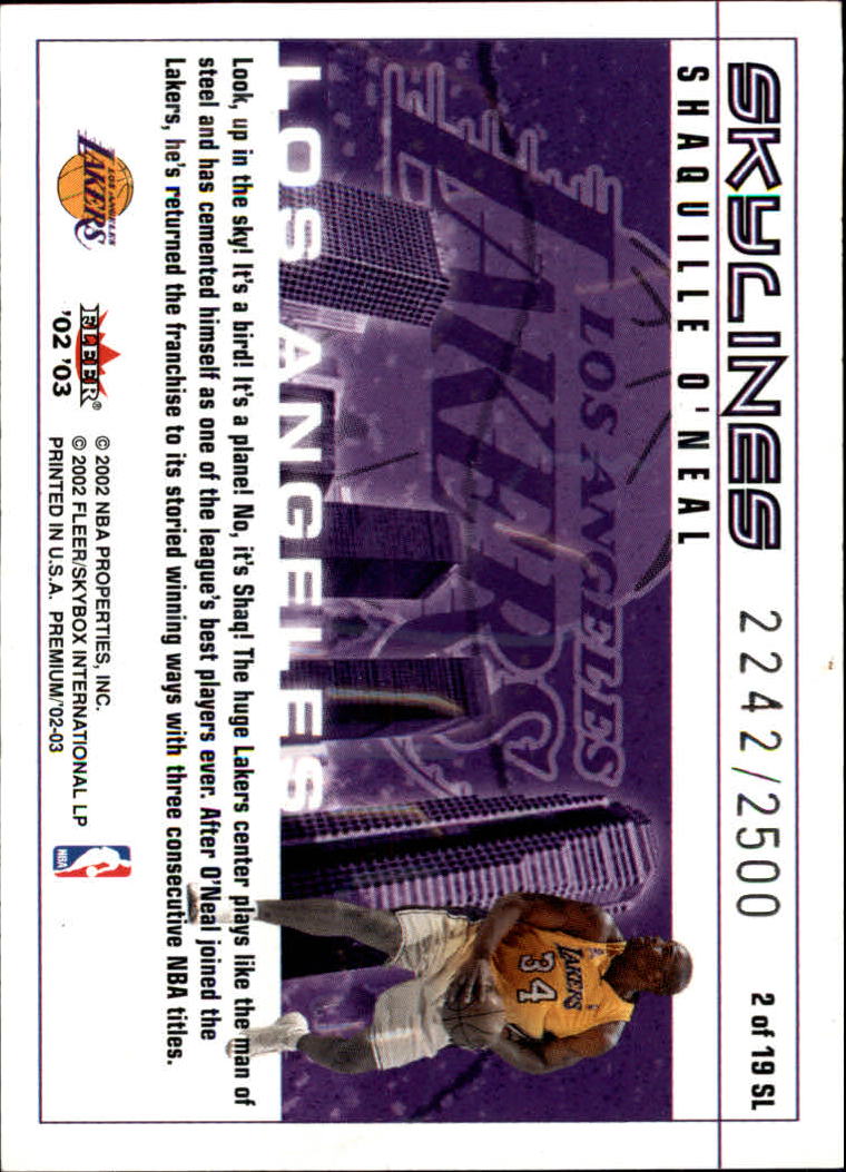 2002-03 Fleer Premium Skylines #2 Shaquille O'Neal back image
