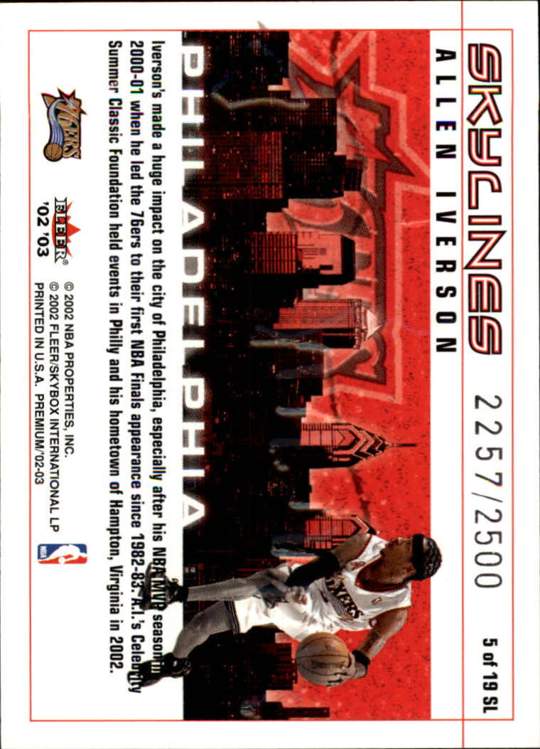 2002-03 Fleer Premium Skylines #5 Allen Iverson back image