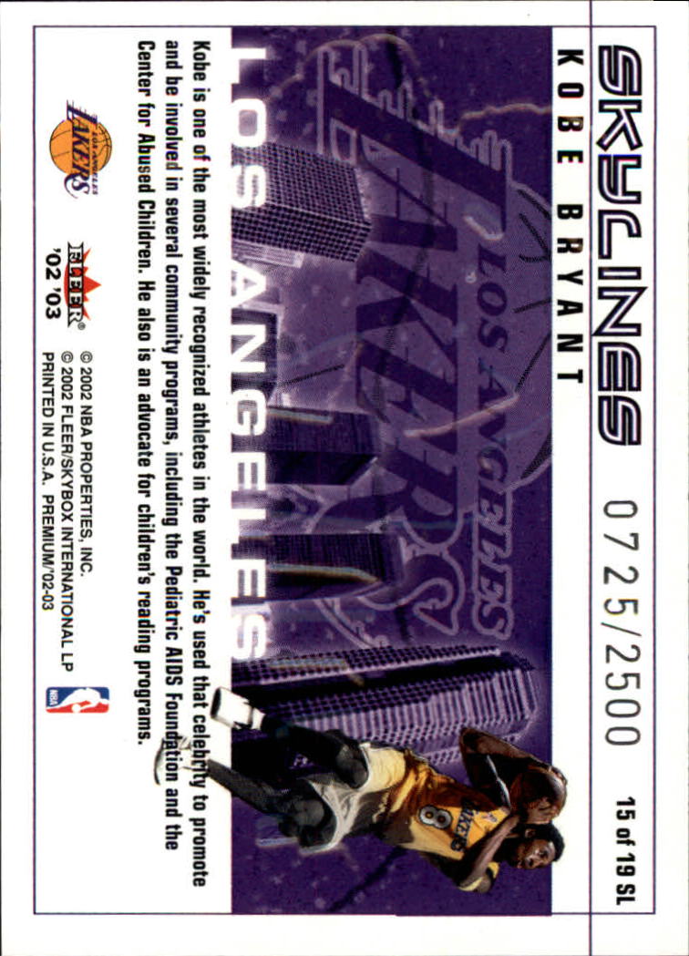 2002-03 Fleer Premium Skylines #15 Kobe Bryant back image