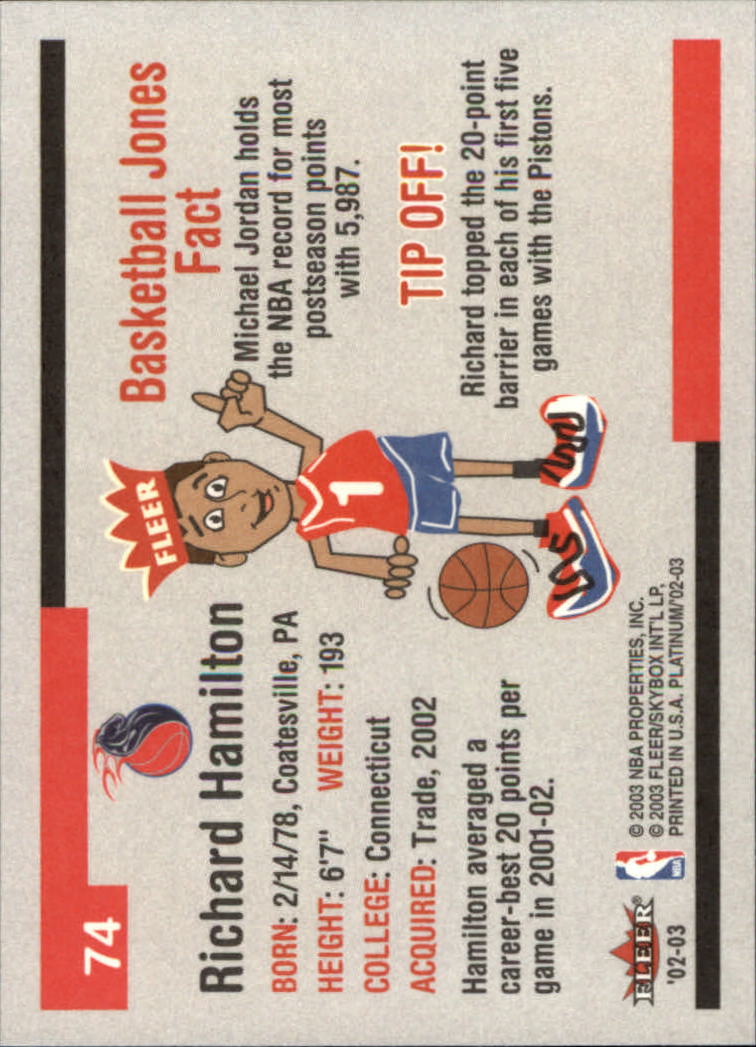 2002-03 Fleer Platinum Finish #74 Richard Hamilton