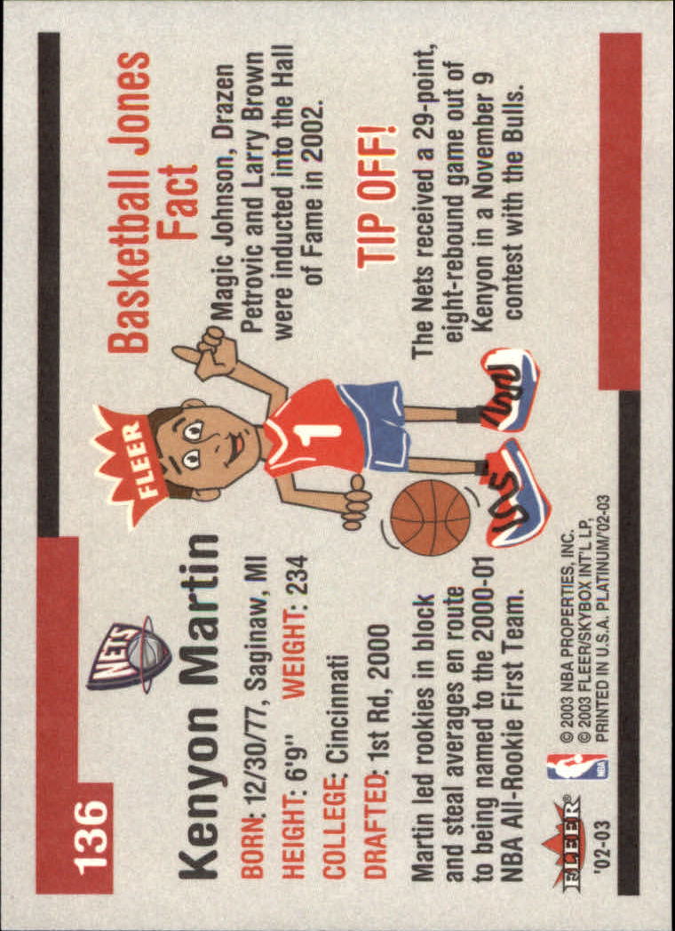 2002-03 Fleer Platinum Finish #136 Kenyon Martin