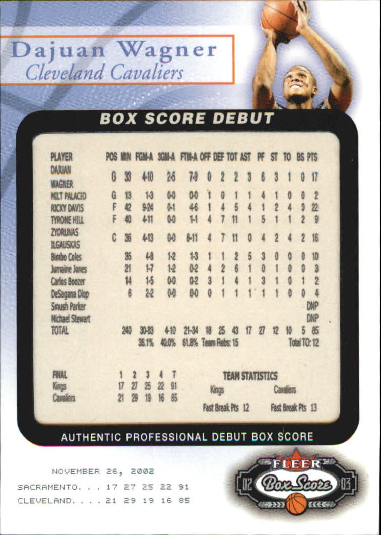 2002-03 Fleer Box Score Box Score Debuts #5 DaJuan Wagner