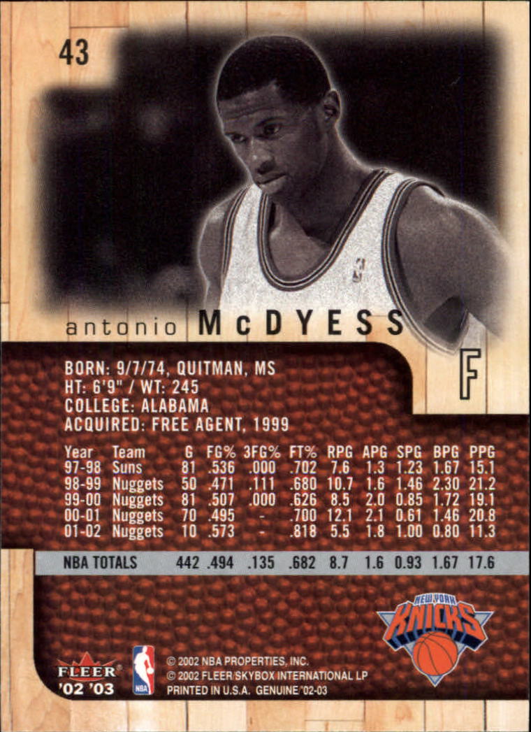 B1546- 2002-03 Fleer Genuine Bk Card #s 1-100 -You Pick- 15+ FREE US SHIP - Picture 33 of 97