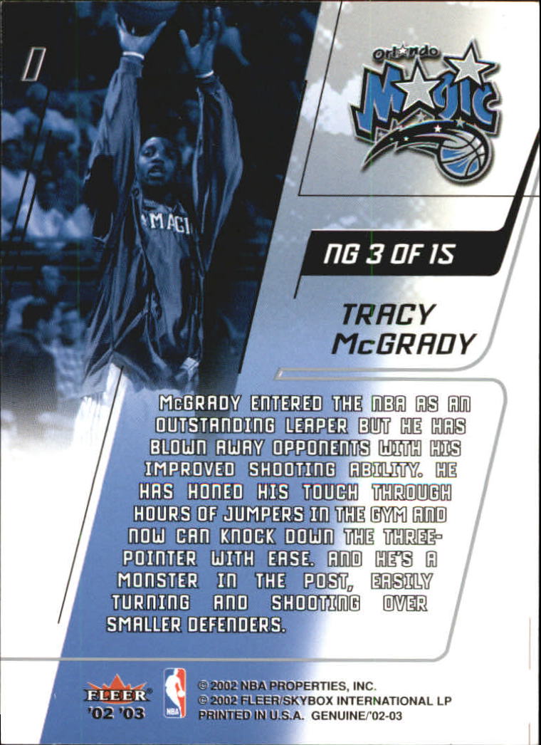 2002-03 Fleer Genuine Names of the Game #3 Tracy McGrady back image