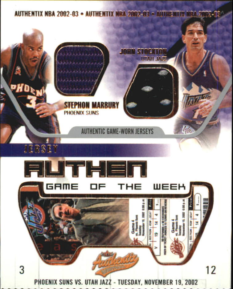 2002-03 Fleer Authentix Jersey Authentix Game of the Week #2 Stephon Marbury/John Stockton