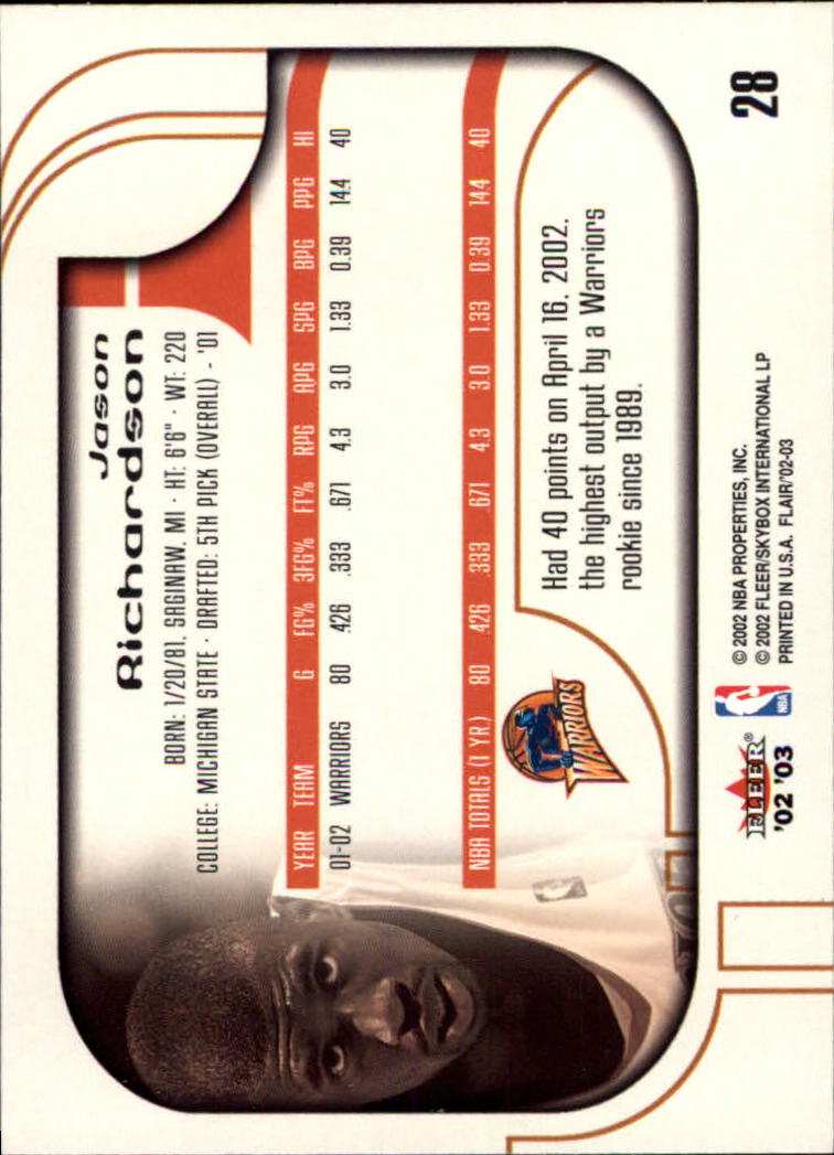 B0888- 2002-03 Flair Basketball Cards 1-120 +Inserts -You Pick- 15+ FREE US SHIP - Picture 49 of 164