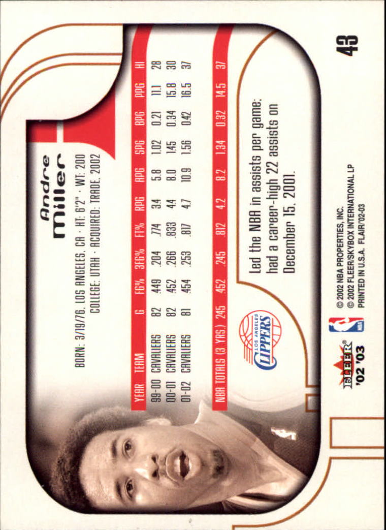 B0888- 2002-03 Flair Basketball Cards 1-120 +Inserts -You Pick- 15+ FREE US SHIP - Picture 71 of 164