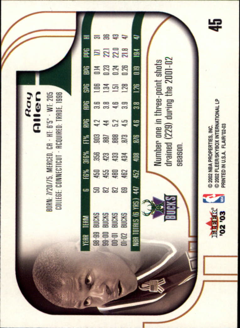 2002-03 Flair #45 Ray Allen back image