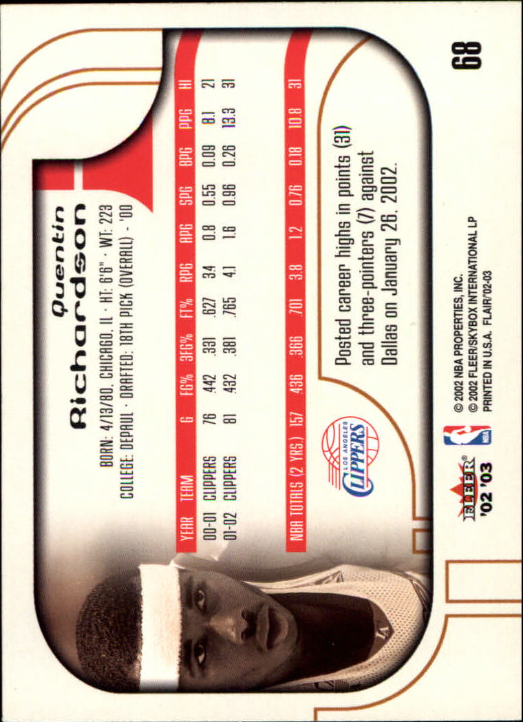 B0888- 2002-03 Flair Basketball Cards 1-120 +Inserts -You Pick- 15+ FREE US SHIP - Picture 113 of 164