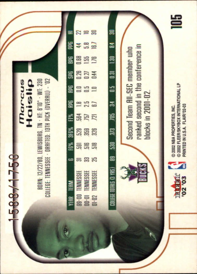 B0888- 2002-03 Flair Basketball Cards 1-120 +Inserts -You Pick- 15+ FREE US SHIP - Picture 156 of 164