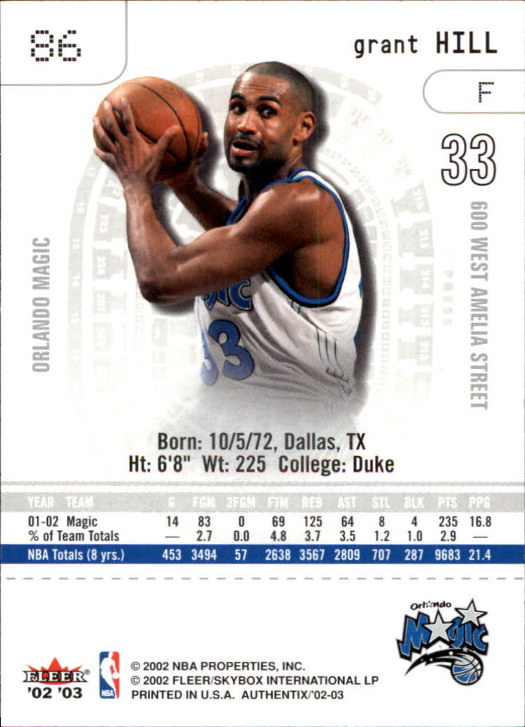 Grant Hill cards (1995-2021) Pistons Magic Clippers Duke - You Choose - Picture 174 of 272
