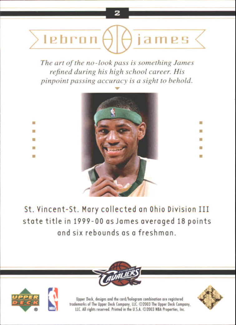 2003 Upper Deck LeBron James Box Set #2 LeBron James/State Champs back image