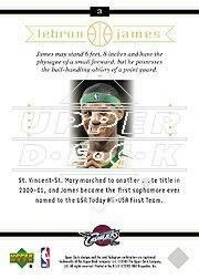 2003 Upper Deck LeBron James Box Set #3 LeBron James/National Accolades back image