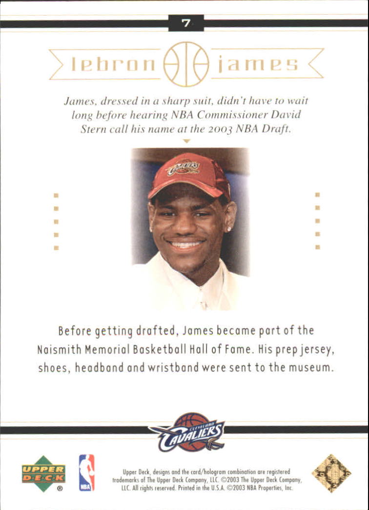 2003 Upper Deck LeBron James Box Set #7 LeBron James/High School Superstar back image