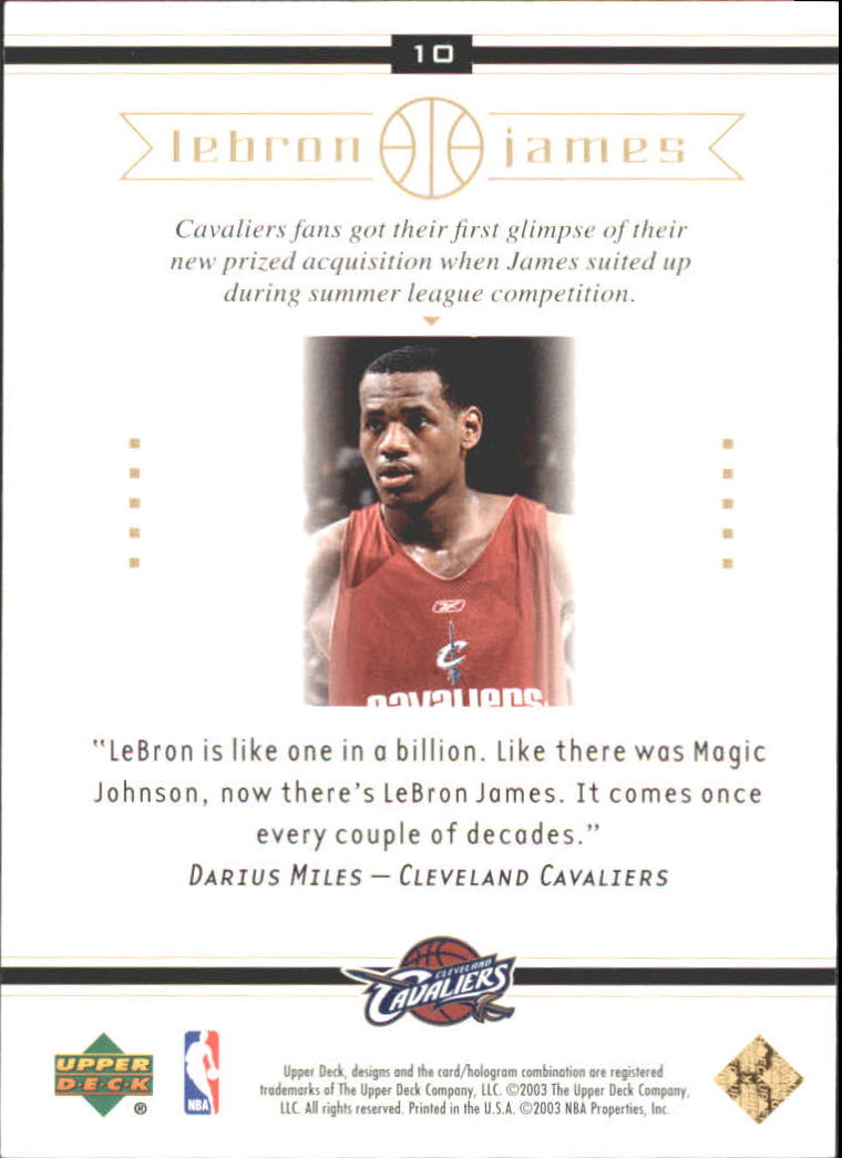 2003 Upper Deck LeBron James Box Set #10 LeBron James/One in a Billion back image
