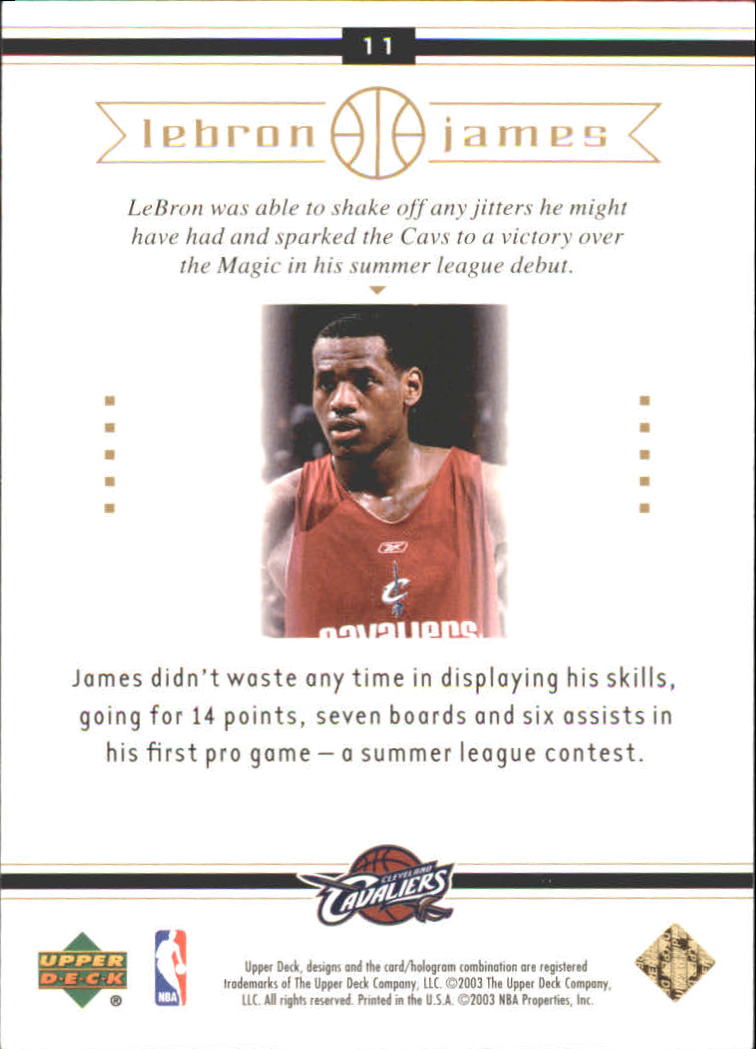 2003 Upper Deck LeBron James Box Set #11 LeBron James/Preps to the Pros back image