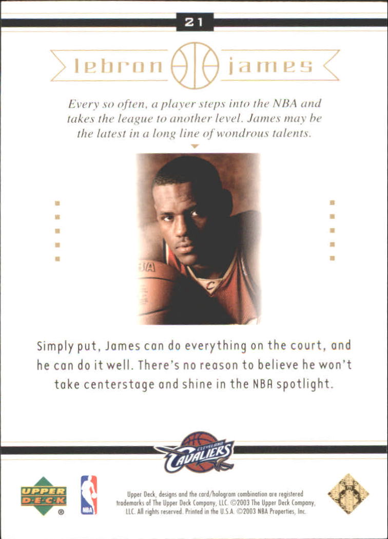 2003 Upper Deck LeBron James Box Set #21 LeBron James/Leading Role back image