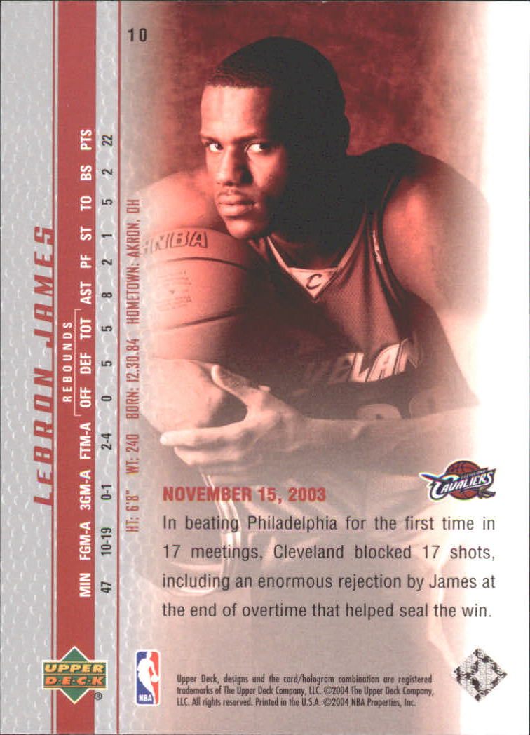2003-04 Upper Deck Phenomenal Beginning LeBron James #10 LeBron James/One of the best back image
