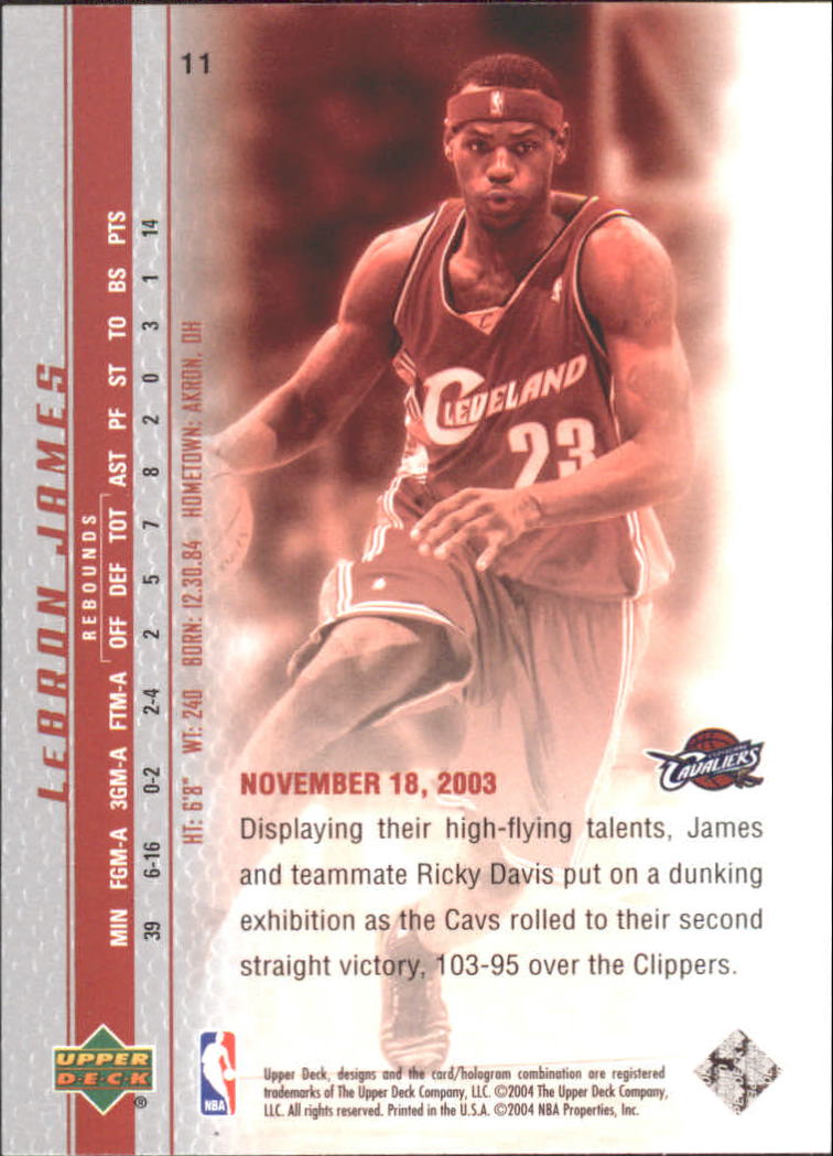 2003-04 Upper Deck Phenomenal Beginning LeBron James #11 LeBron James/James builds up back image